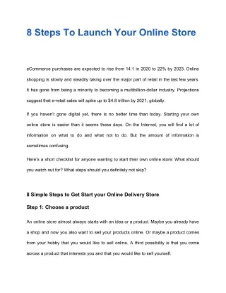 8 steps to launch your online store
