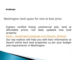Washington land space for rent at best price