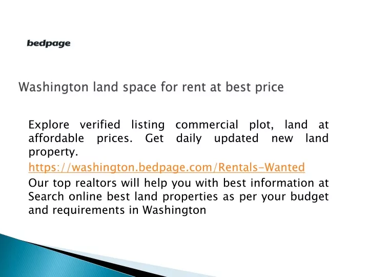 washington land space for rent at best price