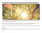The Main Differences Between a Property Manager and a Landlord and Why You Should Care - slide 1