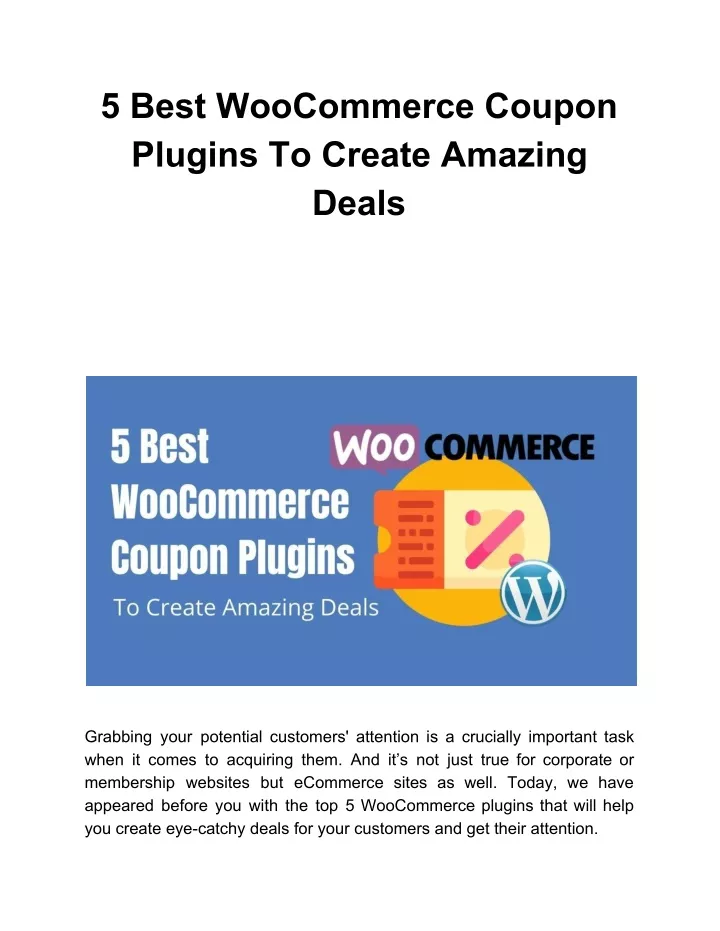 5 best woocommerce coupon plugins to create