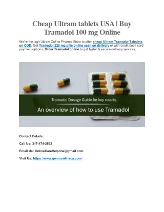 Cheap Ultram Tablets USA | Buy Tramadol without prescription