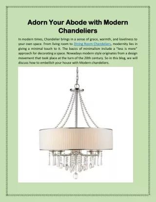 Adorn Your Abode with Modern Chandeliers