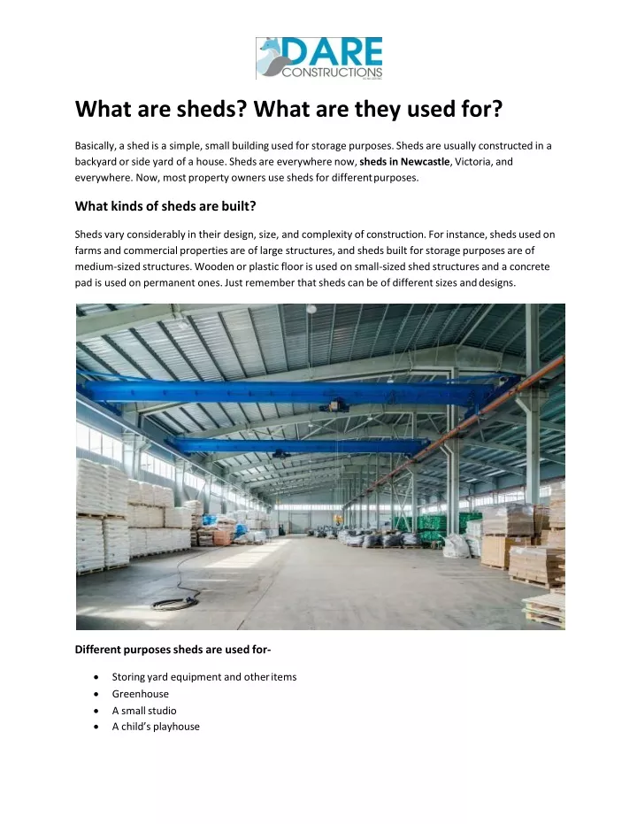 what are sheds what are they used for