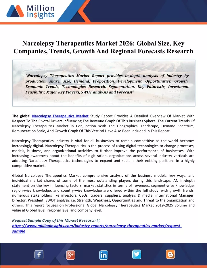 narcolepsy therapeutics market 2026 global size