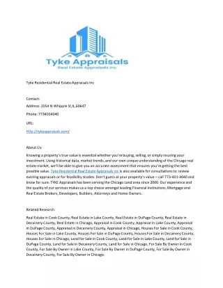 Tyke Residential Real Estate Appraisals Inc