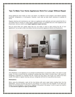tips to make your home appliances work for longer