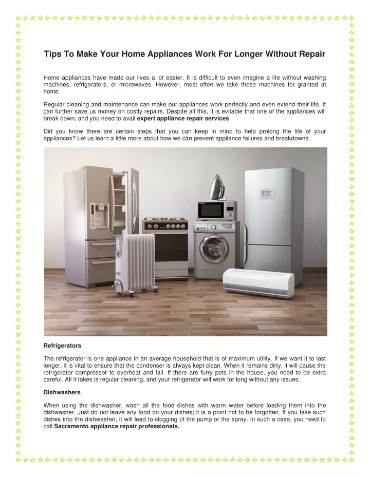 tips to make your home appliances work for longer