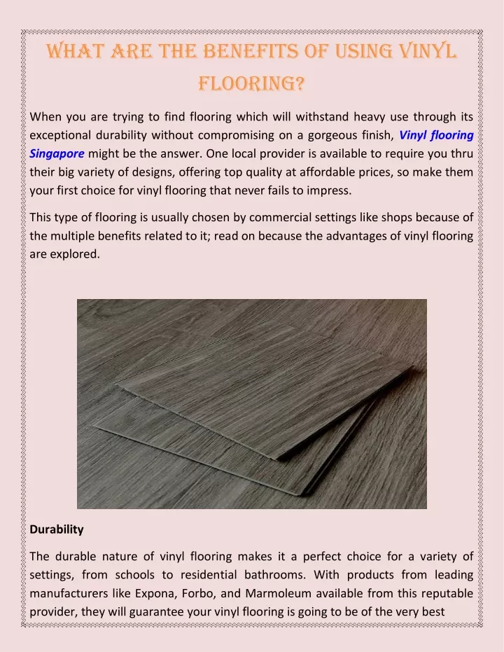 what are the benefits of using vinyl flooring