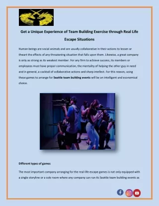 get a unique experience of team building exercise