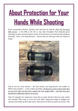 About Protection for Your Hands While Shooting