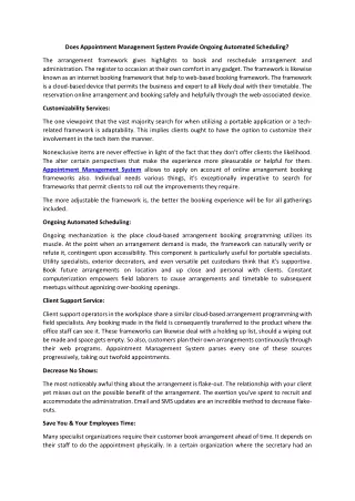 does appointment management system provide