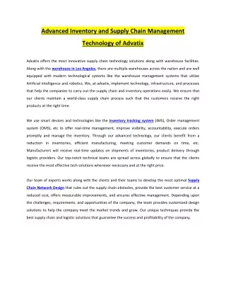 advanced inventory and supply chain management