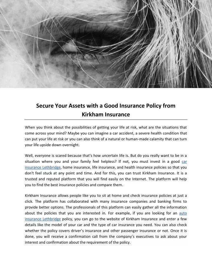 secure your assets with a good insurance policy
