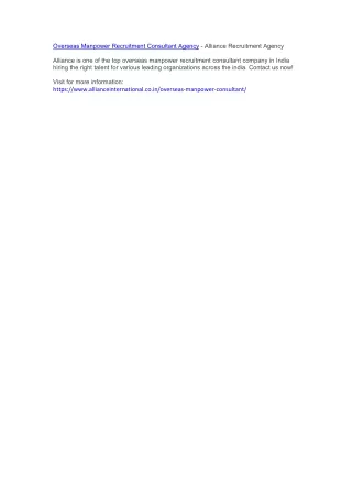 overseas manpower recruitment consultant agency