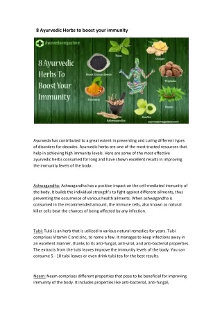 8 Ayurvedic Herbs to boost your Immunity