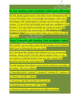 fix aol desktop gold installation failed issue