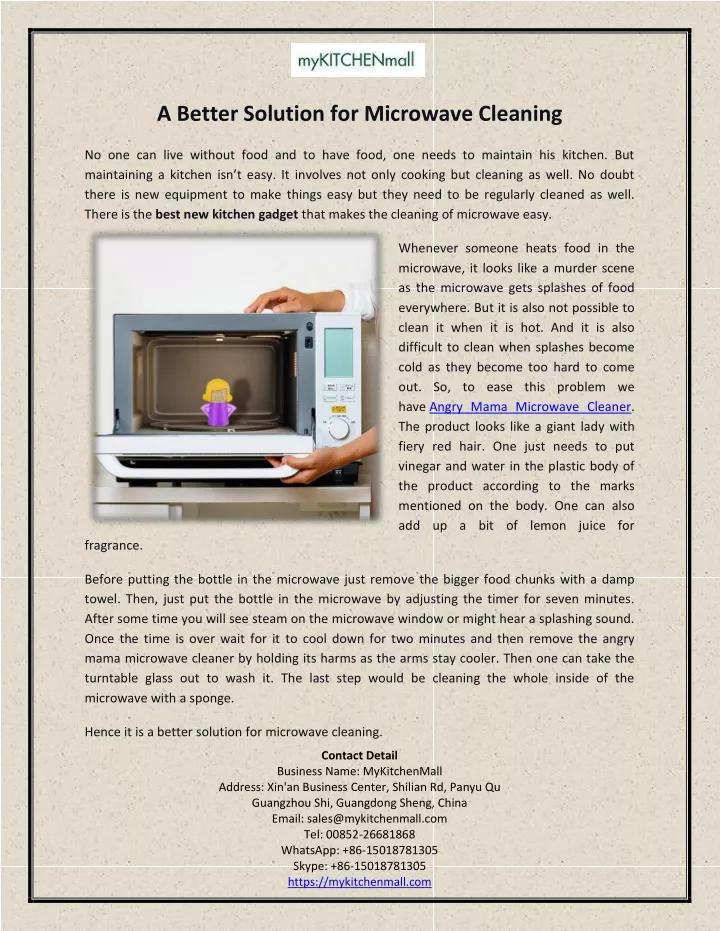 a better solution for microwave cleaning