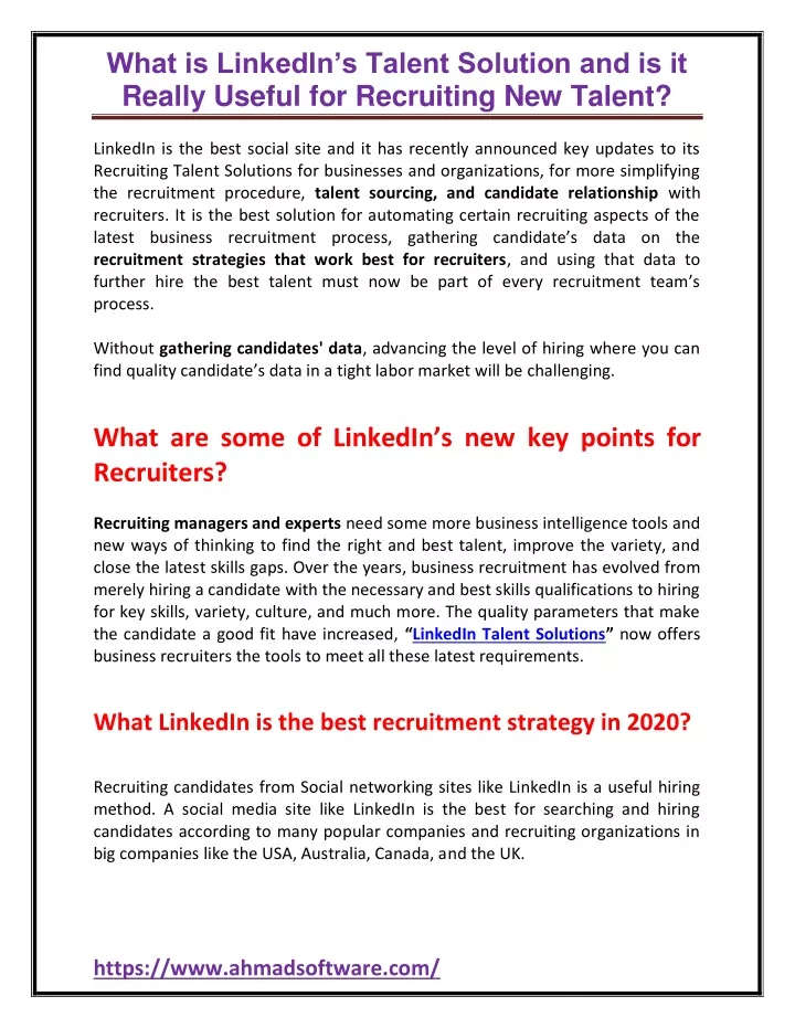 what is linkedin s talent solution