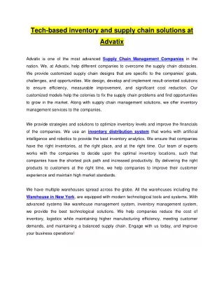 tech based inventory and supply chain solutions at