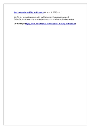 best enterprise mobility architecture services