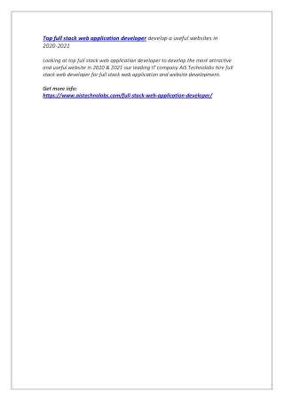 top full stack web application developer develop