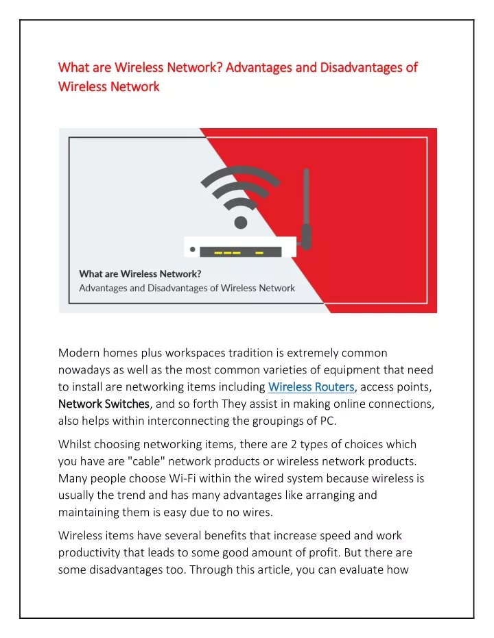 what are wireless network advantages