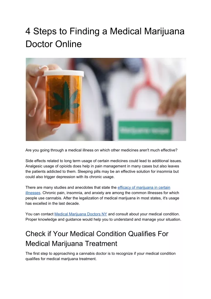 4 steps to finding a medical marijuana doctor