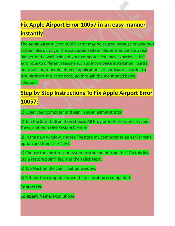 fix apple airport error 10057 in an easy manner