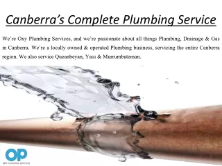 Canberra’s Complete Plumbing Service with Expert Plumbers - OXY Plumbing