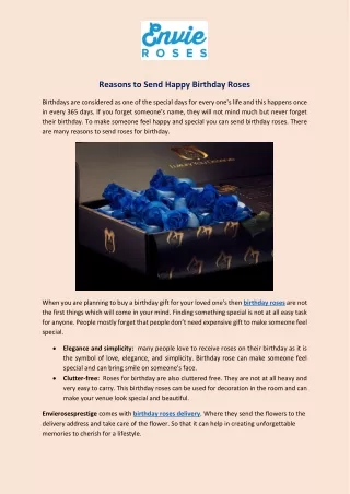 Reasons to Send Happy Birthday Roses