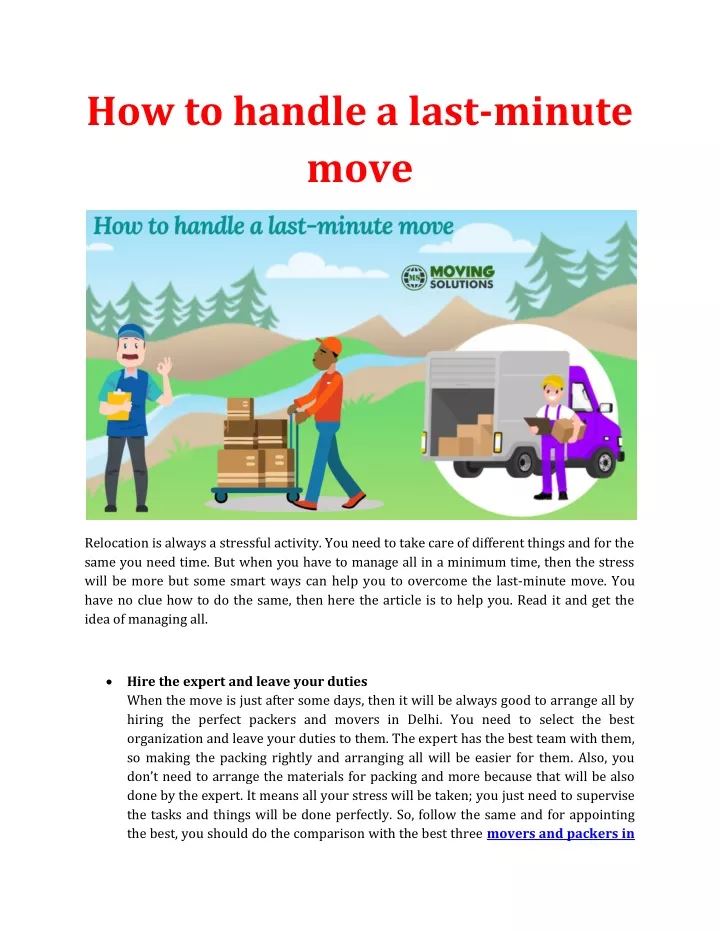 how to handle a last minute move