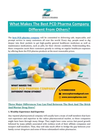 What Makes The Best PCD Pharma Company Different From Others?