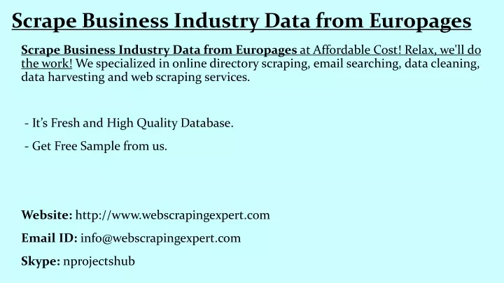 scrape business industry data from europages