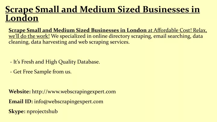 scrape small and medium sized businesses in london