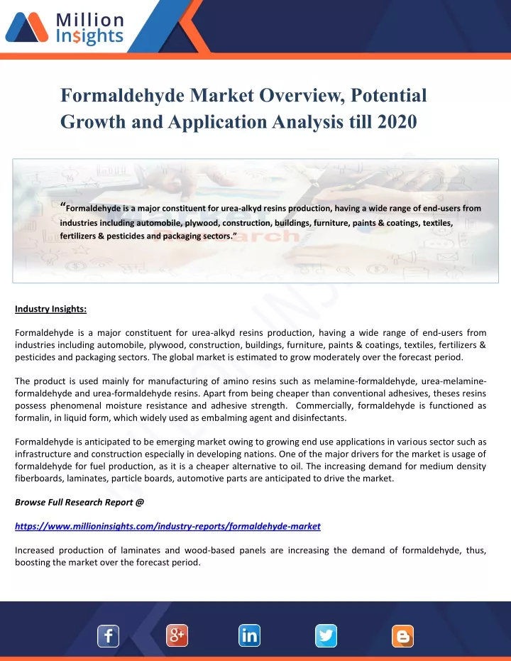 formaldehyde market overview potential growth