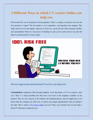 Different Ways in which CV creator Online can help you