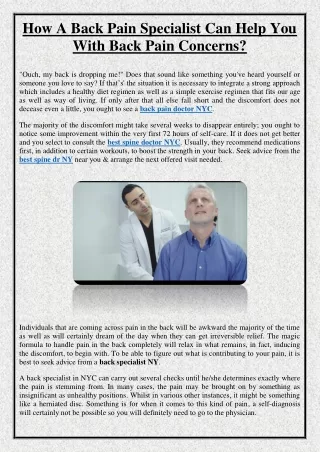 how a back pain specialist can help you with back