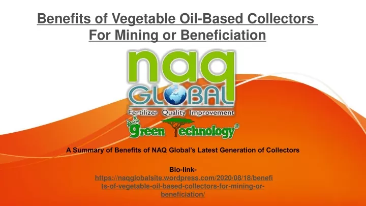 benefits of vegetable oil based collectors