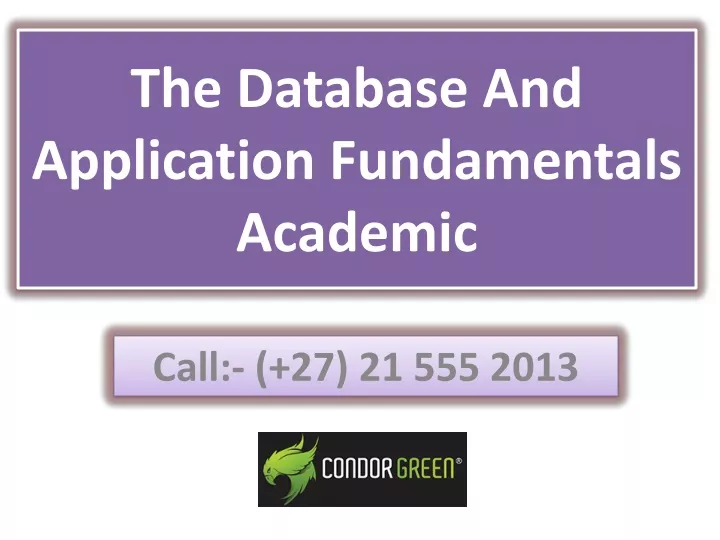 the database and application fundamentals academic