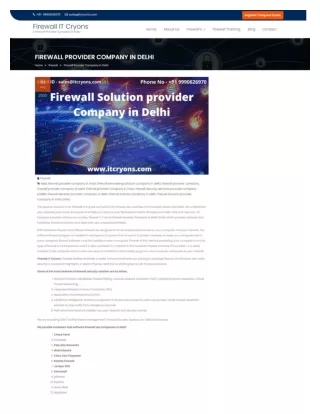 Best Firewall Provider Company in Delhi