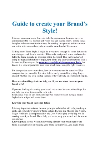 guide to create your brand s style it is very