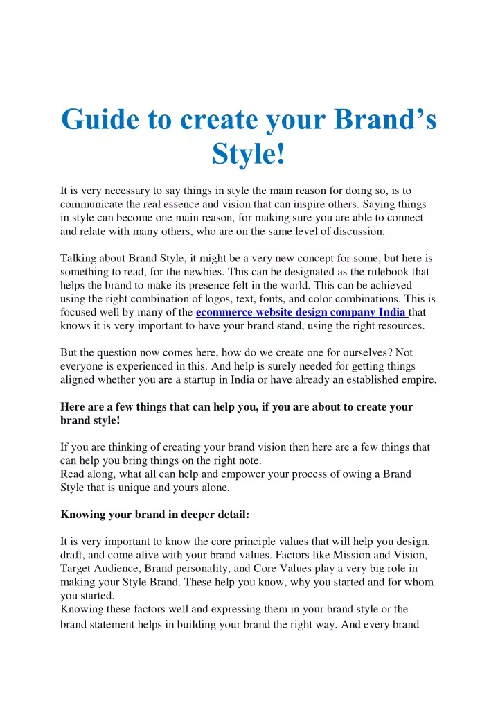 guide to create your brand s style it is very
