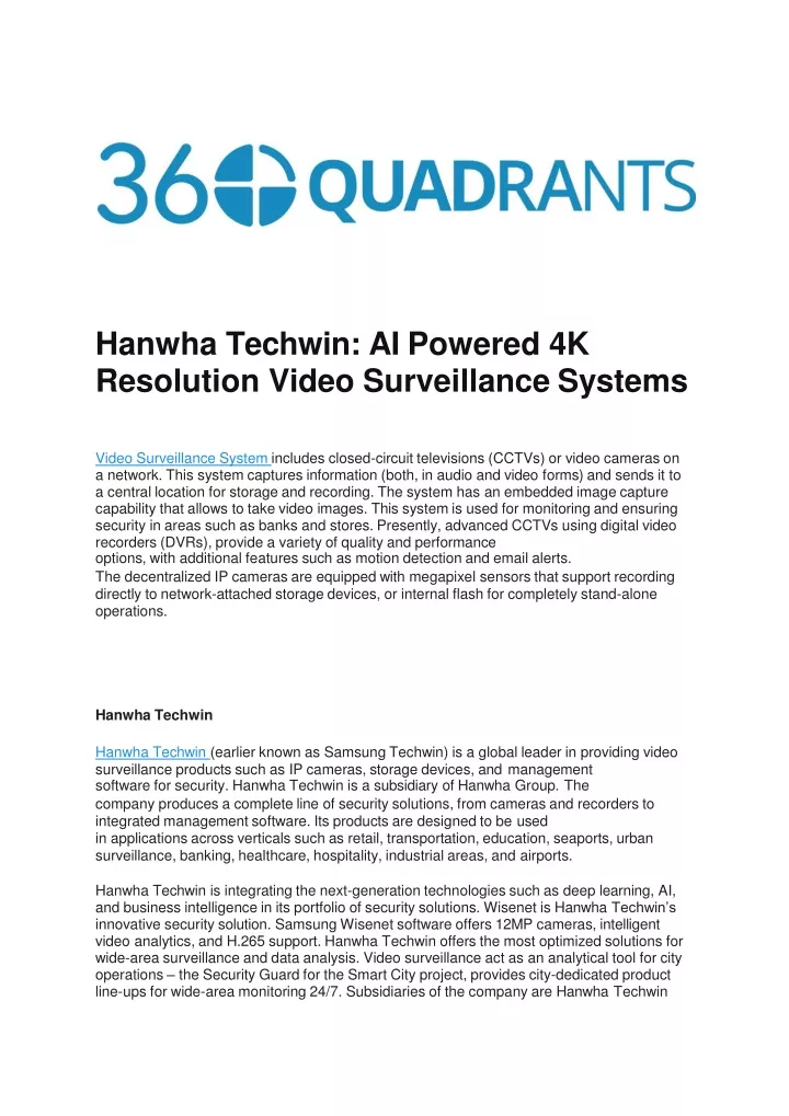 hanwha techwin ai powered 4k resolution video surveillance systems