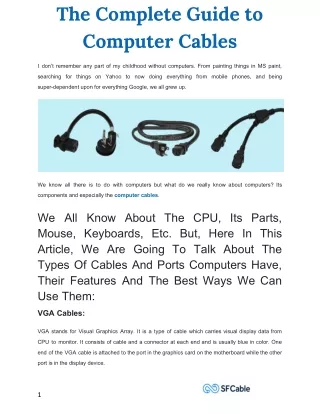 the complete guide to computer cables