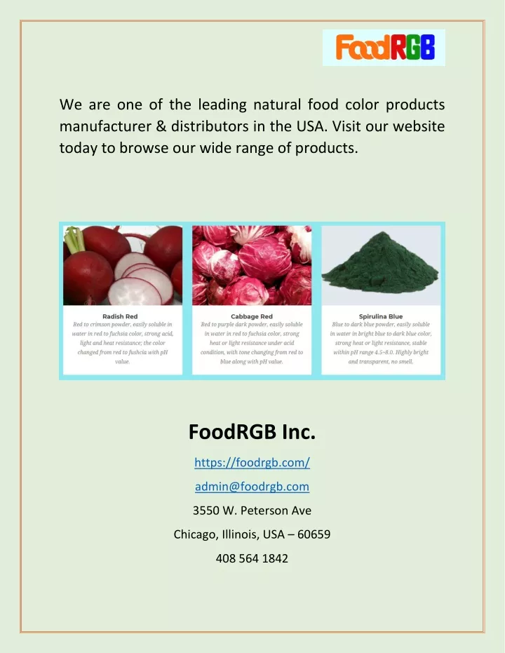 we are one of the leading natural food color