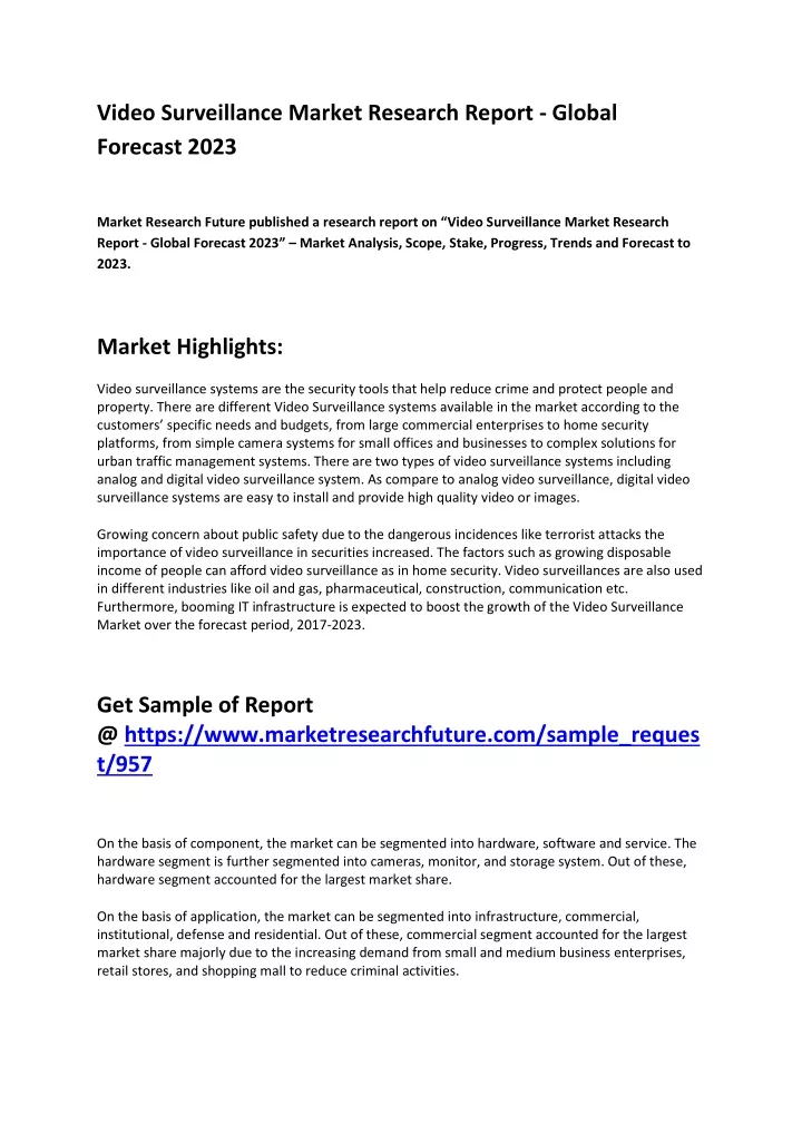 video surveillance market research report global