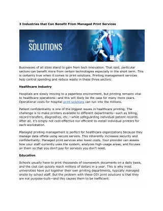 3 industries that can benefit from managed print