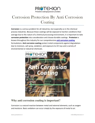 corrosion protection by anti corrosion coating