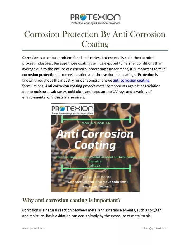 corrosion protection by anti corrosion coating